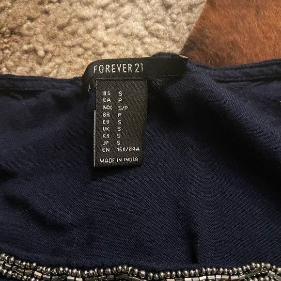 Forever 21 Navy Silver Sequined Tunic High Low Cut - Picture 3 of 6